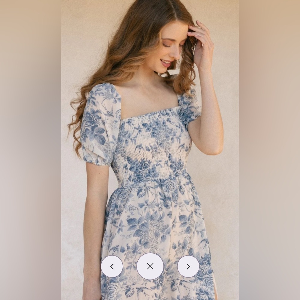 Morning Lavender Zoey Smocked midi dress